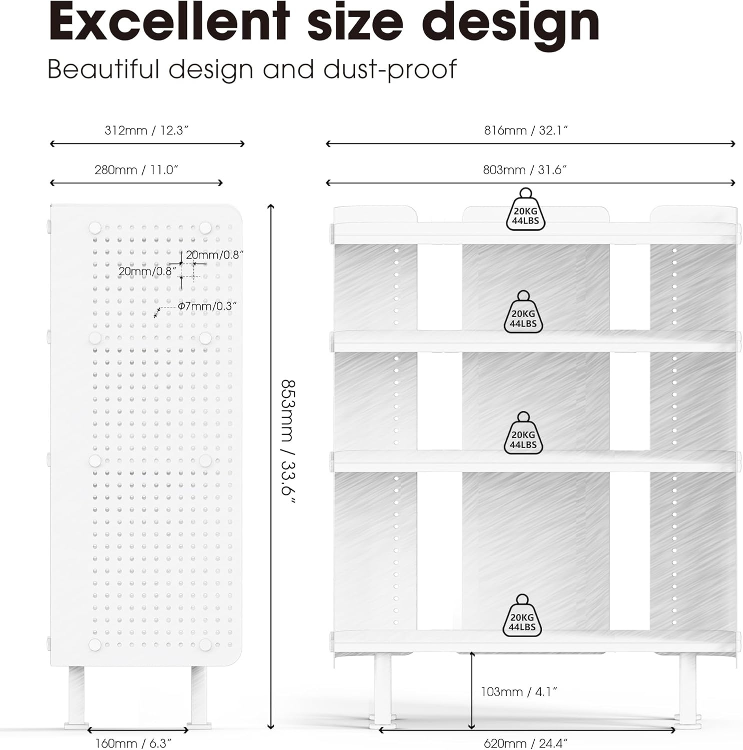 image:imageFenge 4 Tier Bookshelf Modern Open Bookcase with Pegboard 243 Inches Small Book Shelf Storage Organizer with Adjustable Shelves for Living Room Bedroom Home OfficeBlack