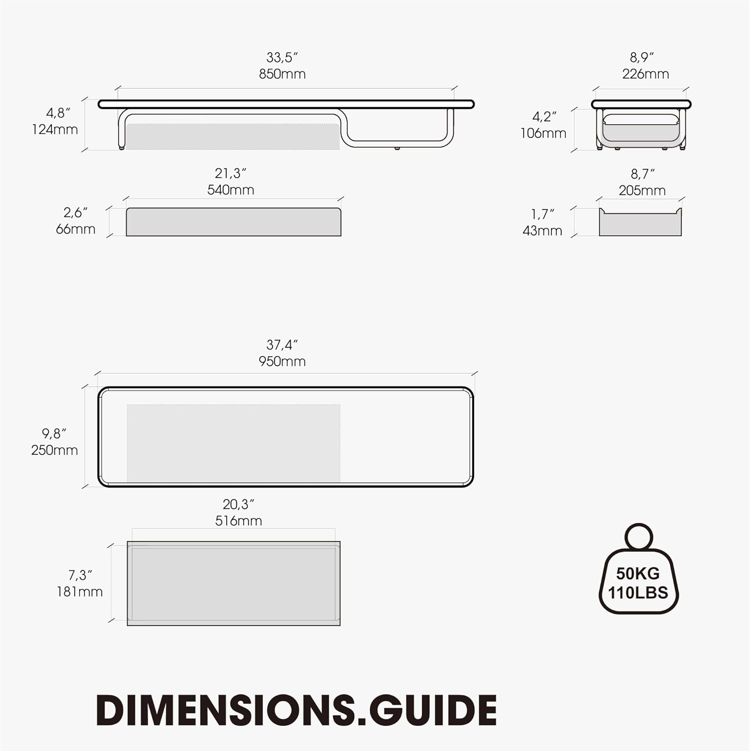 image:imageFenge Dual Monitor Riser 37 Inch Monitor Stand for Desk Solid Wood Desk Shelf with Large Drawer Organizer No Assembly Computer Stand for PC Laptop Printer TVBlack