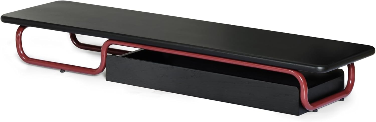image:imageFenge Dual Monitor Riser 37 Inch Monitor Stand for Desk Solid Wood Desk Shelf with Large Drawer Organizer No Assembly Computer Stand for PC Laptop Printer TVBlack