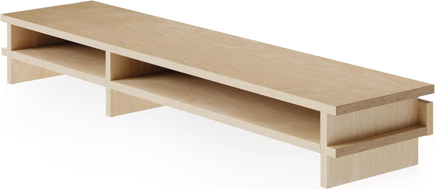 image:imageFenge Dual Monitor Stand 394in Wood Monitor Riser for 2 Monitors 2 Tiers Desk Shelf with Cable Mangement for Top of Desk Computer Stand for Laptop PC Printer