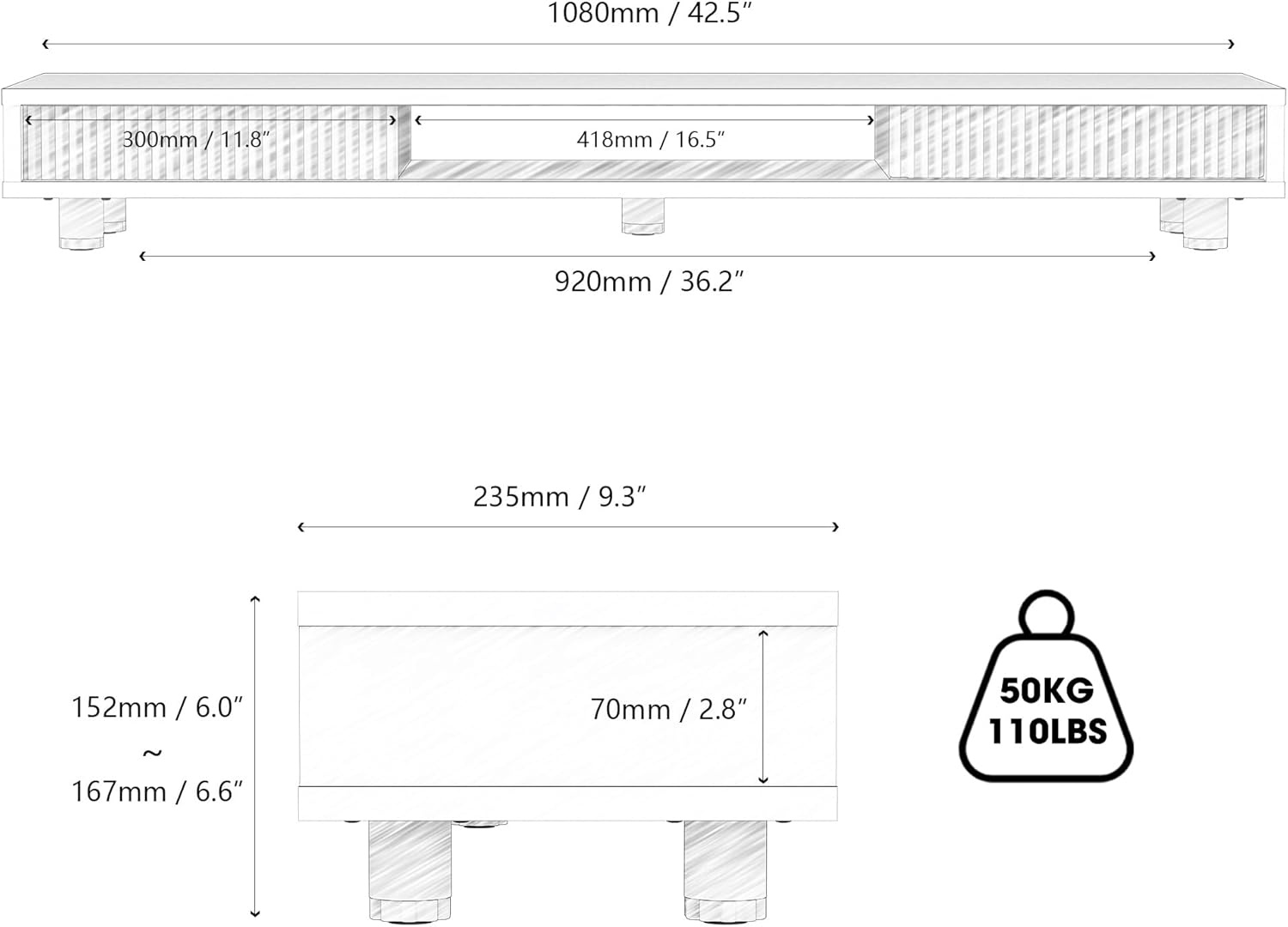 image:imageFenge Dual Monitor Stand 425inch Long Monitor Stands Riser for 2 Monitors Glass Sliding Door with Storage Organizer Stand for Desk 2 Tier Desk Shelf for Laptop Pc Printer Computer TVDark Oak
