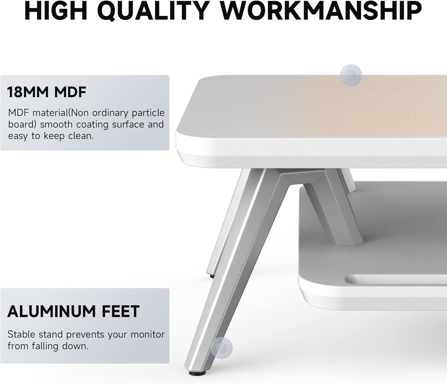 image:imageFenge Dual Monitor Stand Monitor Stands Riser for 2 monitors 425 Inch Wood Desk Shelf with Storage Organizer and Cable Management for Office Desk AccessoriesWhite
