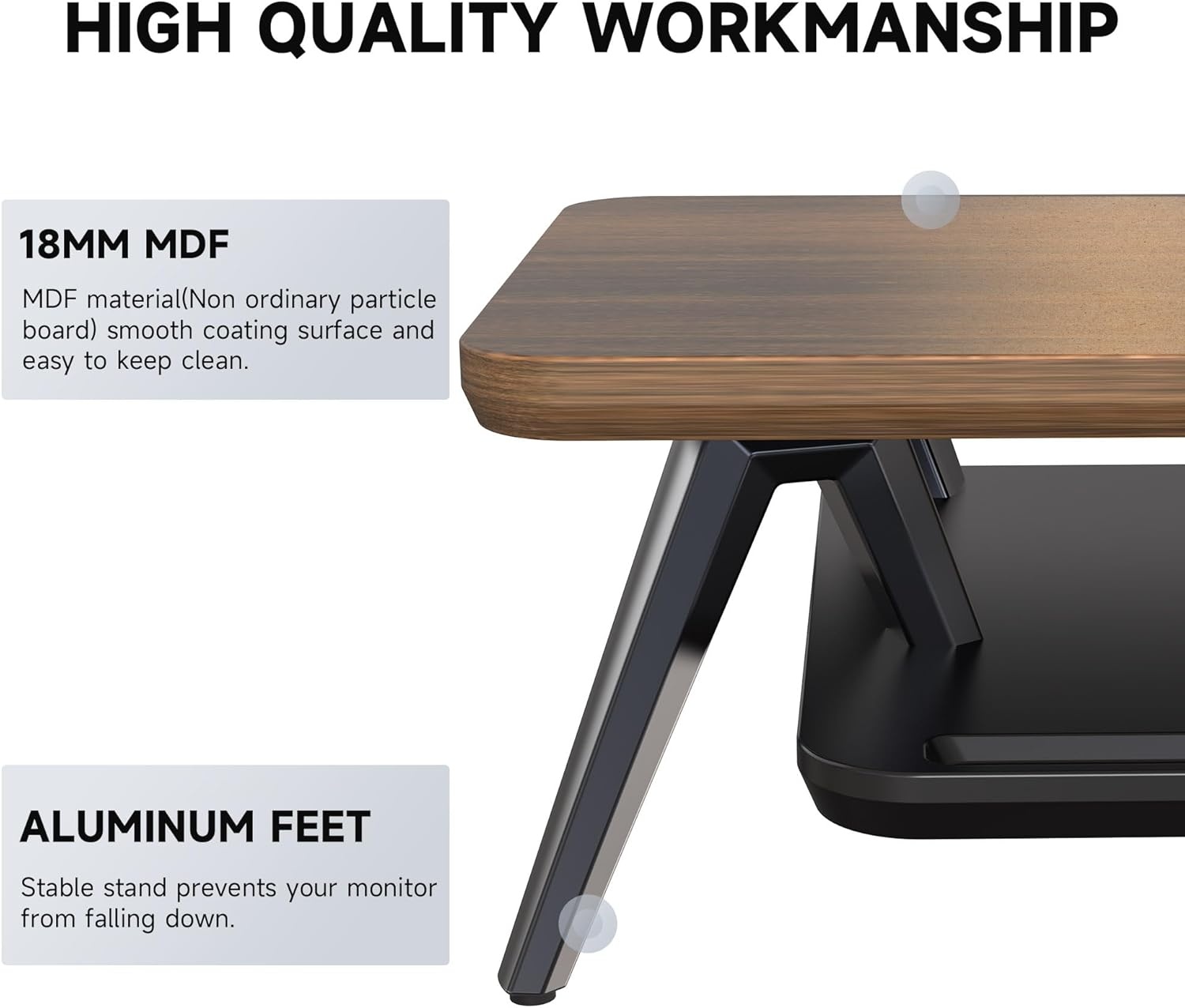 image:imageFenge Dual Monitor Stand Monitor Stands Riser for 2 monitors 425 Inch Wood Desk Shelf with Storage Organizer and Cable Management for Office Desk AccessoriesWalnut