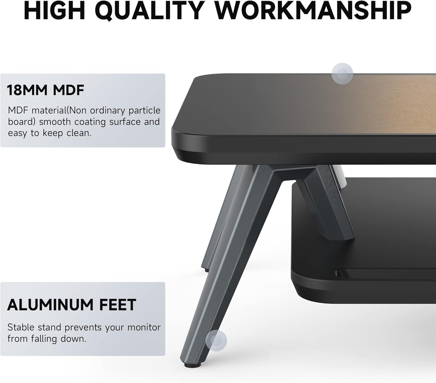 image:imageFenge Dual Monitor Stand Monitor Stands Riser for 2 monitors 425 Inch Wood Desk Shelf with Storage Organizer and Cable Management for Office Desk AccessoriesBlack