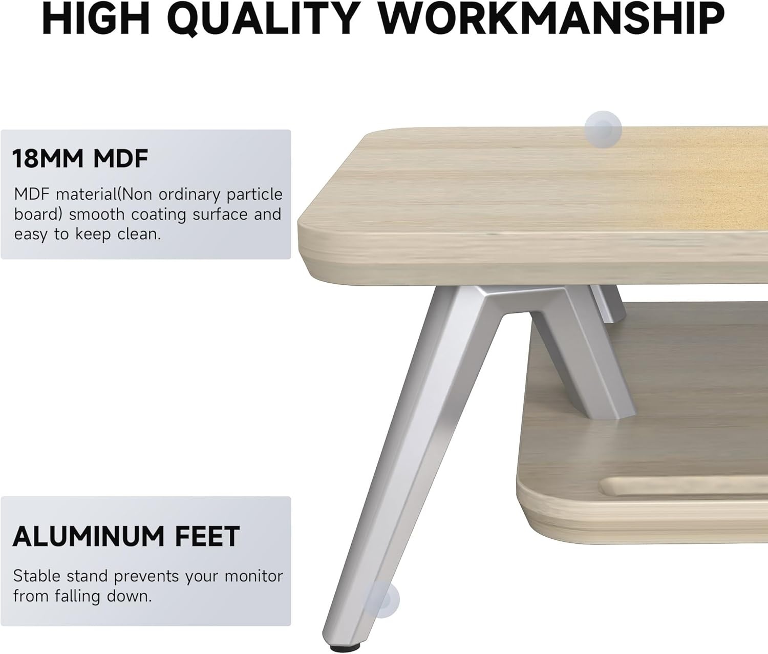 image:imageFenge Dual Monitor Stand Monitor Stands Riser for 2 monitors 425 Inch Wood Desk Shelf with Storage Organizer and Cable Management for Office Desk AccessoriesOak