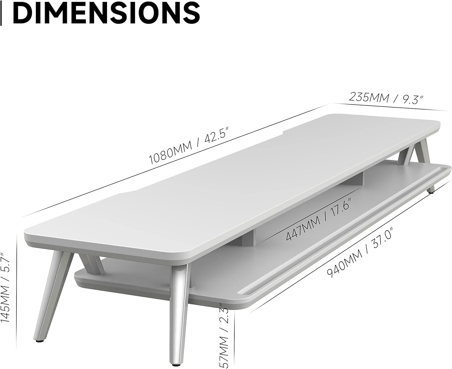image:imageFenge Dual Monitor Stand Monitor Stands Riser for 2 monitors 425 Inch Wood Desk Shelf with Storage Organizer and Cable Management for Office Desk AccessoriesWhite