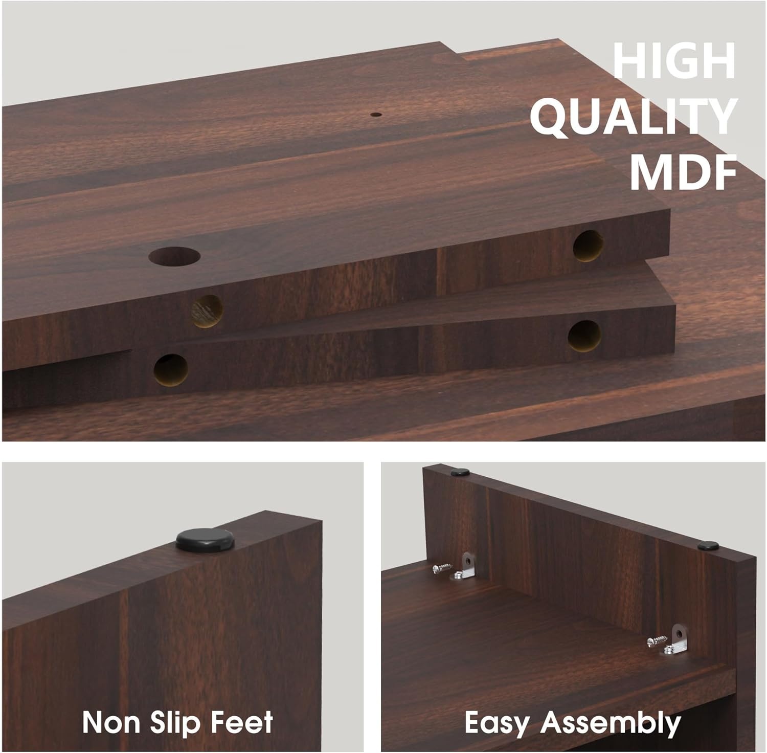 image:imageFenge Monitor Stand 315 Inch Computer Monitor Riser for Desk 2 Tiers Wood Desk Shelf with Storage Desktop Organizer for PC Laptop Screen PrinterBrown