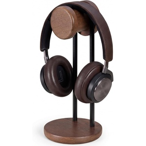 image:imageFenge 113 Tall Headphone Stand for Desk Nature Wood amp Metal Headphone Holder with Storage Base Desktop Headset Stand for Gaming Universal Headphones OakBrown