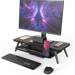 image:imageFenge Dual Monitor Stand Monitor Stands Riser for 2 monitors 425 Inch Wood Desk Shelf with Storage Organizer and Cable Management for Office Desk AccessoriesBlack