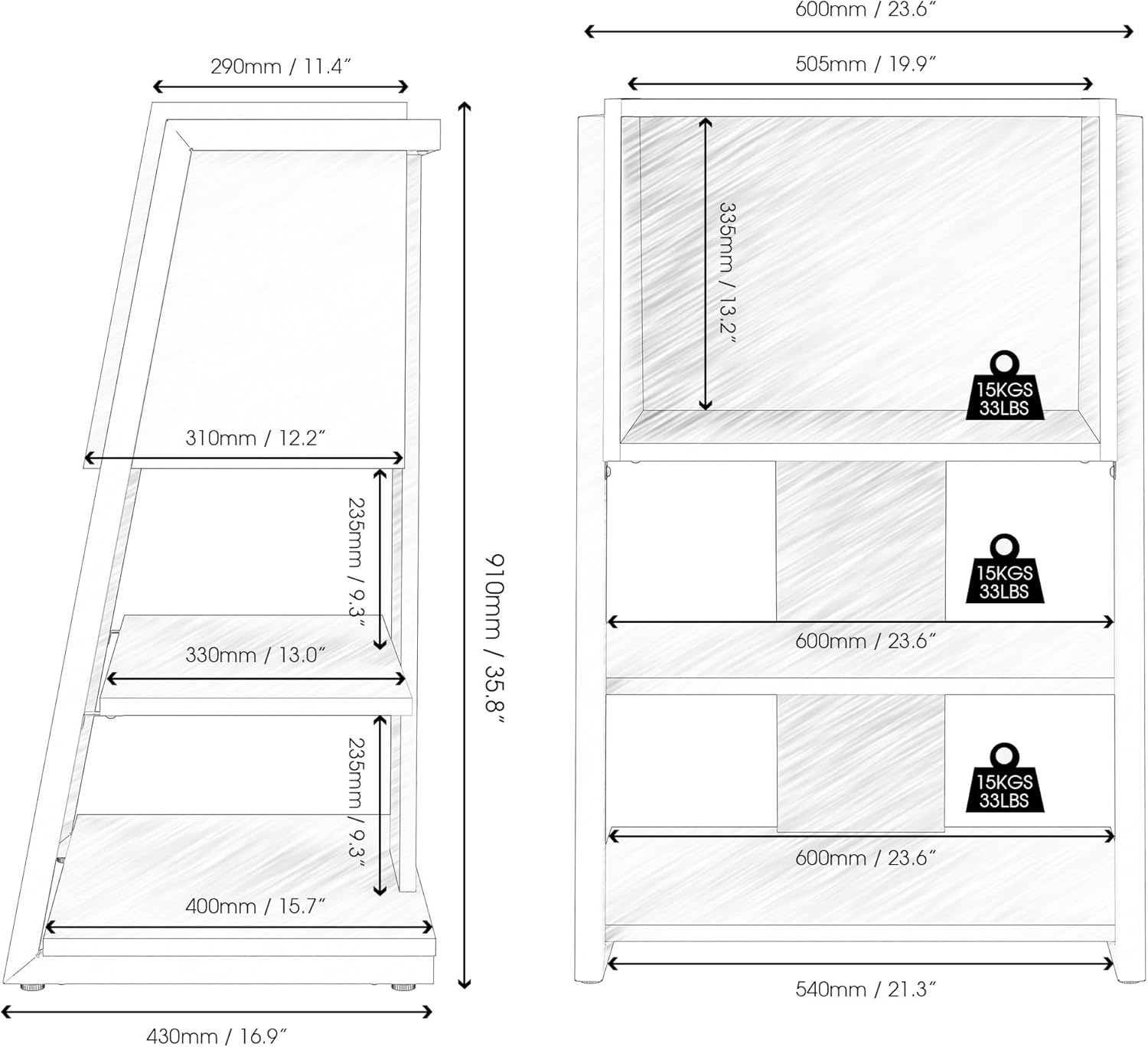 image:imageFenge Bookshelf 4 Tier Industrial Bookcase Ladder Book Shelf with Storage Organizer Small Bookshelves and bookcases for Office Bedroom Living RoomOak