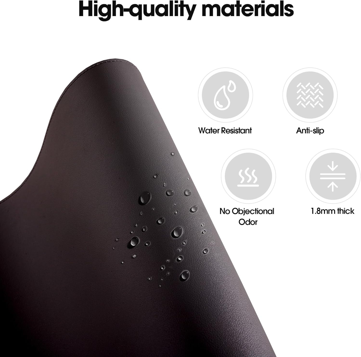 image:imageFenge Desk Pad Mat Water Resistant Mouse Pad DoubleSided Mouse Mat with AntiSlip Cork Base Faux Leather Desk Blotter for Home Office Laptop Mouse 315 x 157 Inches BlackBlack