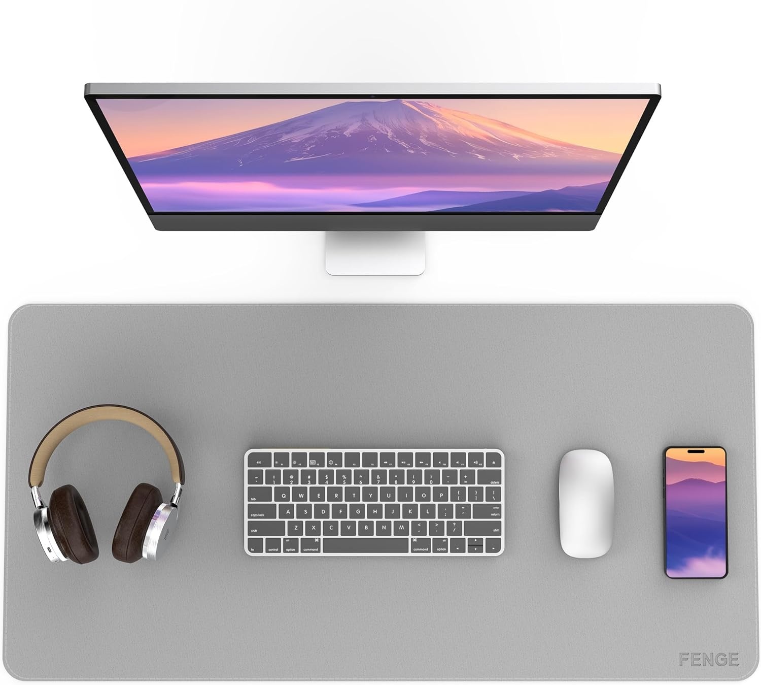 image:imageFenge Desk Pad Mat Water Resistant Mouse Pad DoubleSided Mouse Mat with AntiSlip Cork Base Faux Leather Desk Blotter for Home Office Laptop Mouse 315 x 157 Inches BlackLight Grey