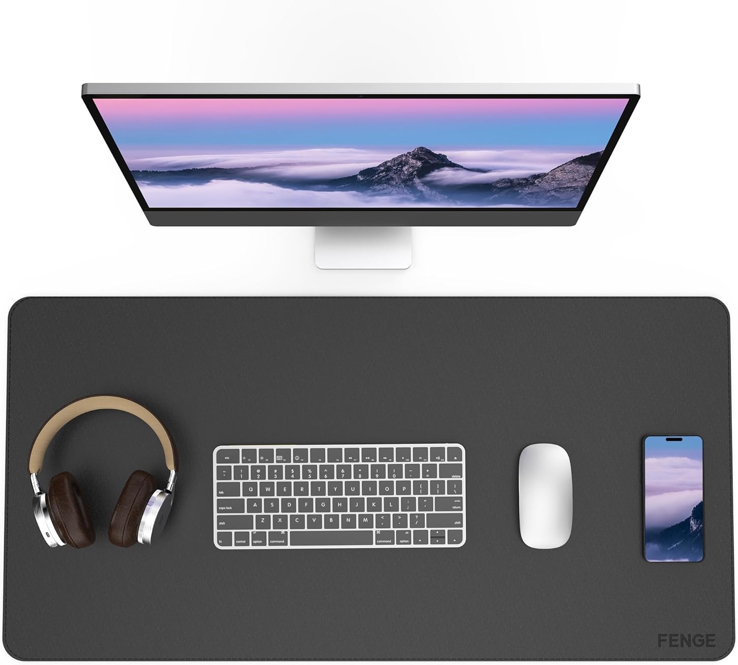 image:imageFenge Desk Pad Mat Water Resistant Mouse Pad DoubleSided Mouse Mat with AntiSlip Cork Base Faux Leather Desk Blotter for Home Office Laptop Mouse 315 x 157 Inches BlackBlack