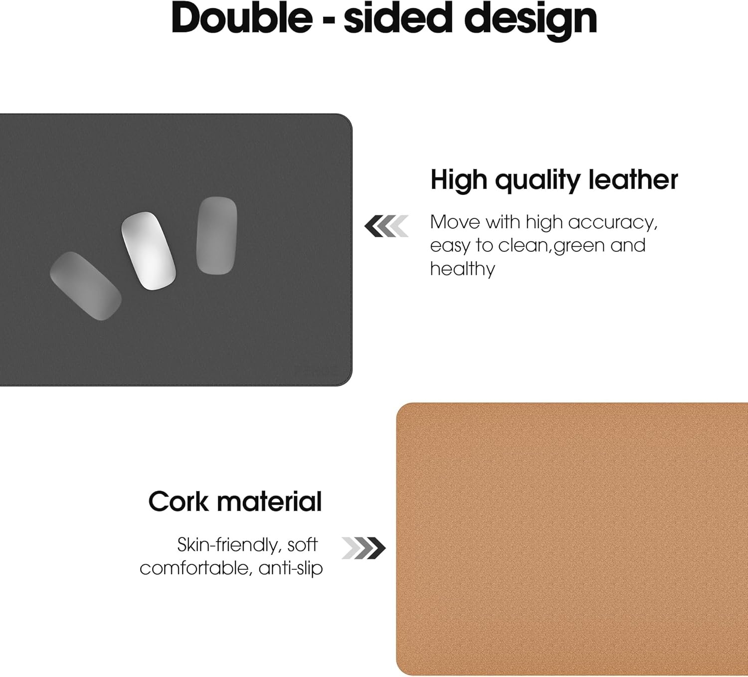 image:imageFenge Desk Pad Mat Water Resistant Mouse Pad DoubleSided Mouse Mat with AntiSlip Cork Base Faux Leather Desk Blotter for Home Office Laptop Mouse 315 x 157 Inches BlackBlack
