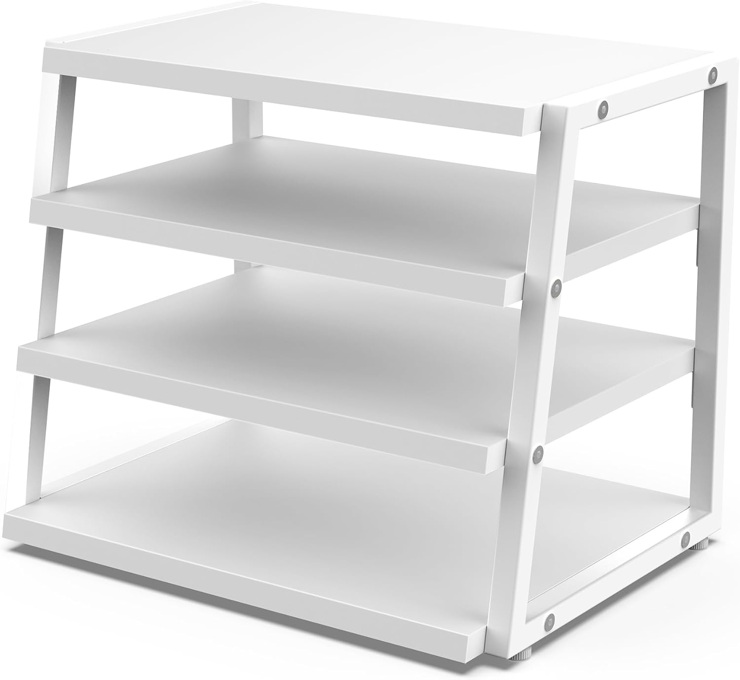 image:imageFenge Desk Shelf Organizer 4 Tier Desktop Shelf Wood and Metal Office Shelves Corner File Organizer for Office Supplies Top of Desk Organizers and AccessoriesWhite