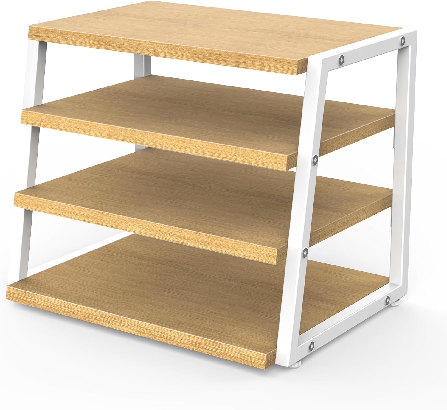 image:imageFenge Desk Shelf Organizer 4 Tier Desktop Shelf Wood and Metal Office Shelves Corner File Organizer for Office Supplies Top of Desk Organizers and AccessoriesOak