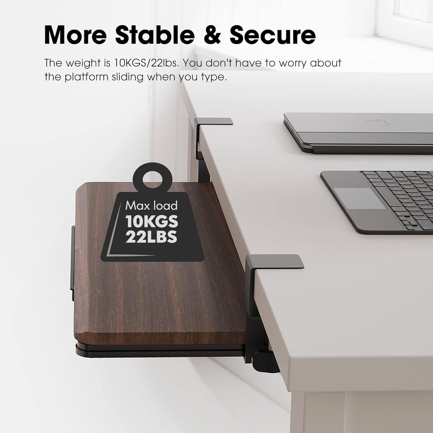 image:imageFenge Keyboard Tray Under Desk Pull Out Keyboard amp Mouse Tray with C Clamp Mount Sliding Keyboard Holder for Desk 256 x 118 inch Large SlideOut Platform Computer Drawer for Typing BlackBrown
