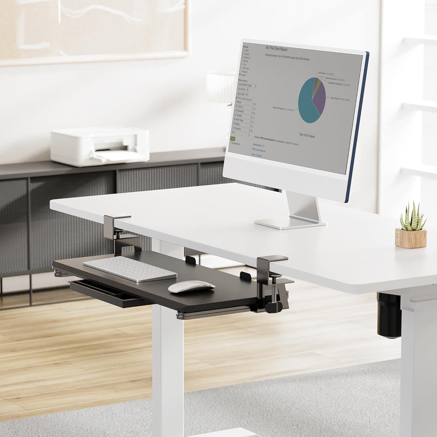 image:imageFenge Keyboard Tray Under Desk Pull Out Keyboard amp Mouse Tray with C Clamp Mount Sliding Keyboard Holder for Desk 256 x 118 inch Large SlideOut Platform Computer Drawer for Typing BlackBlack