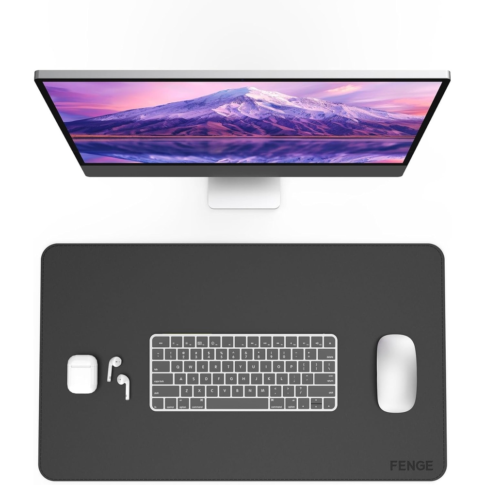 image:imageFenge Desk Pad Mat Water Resistant Mouse Pad DoubleSided Mouse Mat with AntiSlip Cork Base Faux Leather Desk Blotter for Home Office Laptop Mouse 315 x 157 Inches BlackBlack