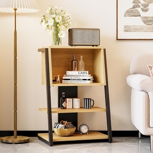 image:imageFenge Bookshelf 4 Tier Industrial Bookcase Ladder Book Shelf with Storage Organizer Small Bookshelves and bookcases for Office Bedroom Living RoomOak