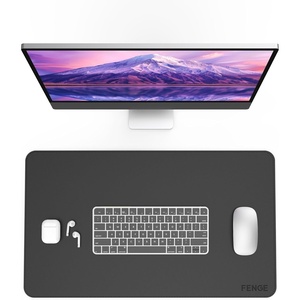 image:imageFenge Desk Pad Mat Water Resistant Mouse Pad DoubleSided Mouse Mat with AntiSlip Cork Base Faux Leather Desk Blotter for Home Office Laptop Mouse 315 x 157 Inches BlackBlack