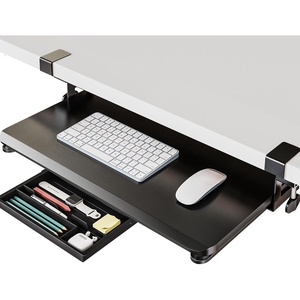 image:imageFenge Keyboard Tray Under Desk Pull Out Keyboard amp Mouse Tray with C Clamp Mount Sliding Keyboard Holder for Desk 256 x 118 inch Large SlideOut Platform Computer Drawer for Typing BlackBlack